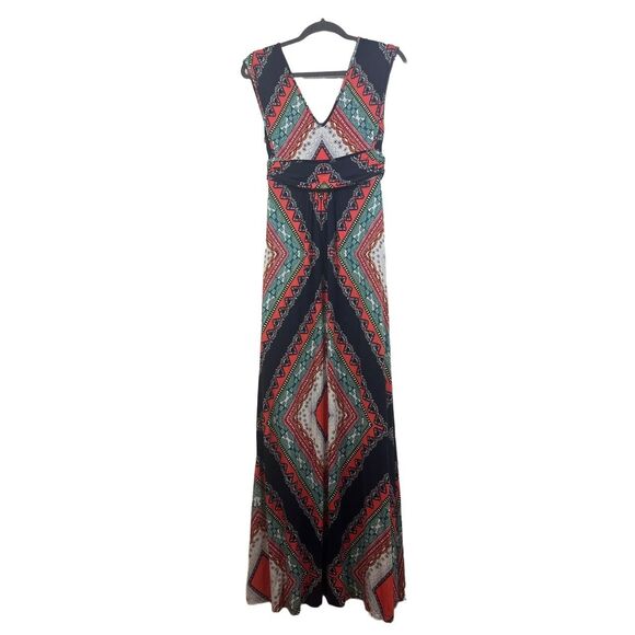 Maeve Maxi Dress Small Multicolor Geometric VNeck Cinched Waist Sleeveless Print - Picture 16 of 16